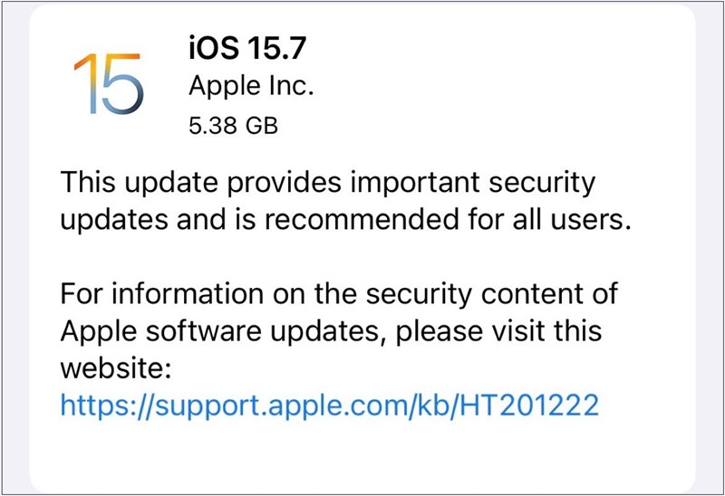 Ảnh minh họa iOS 15.7 Beta 1 Ảnh minh họa iOS 15.7 Beta 1