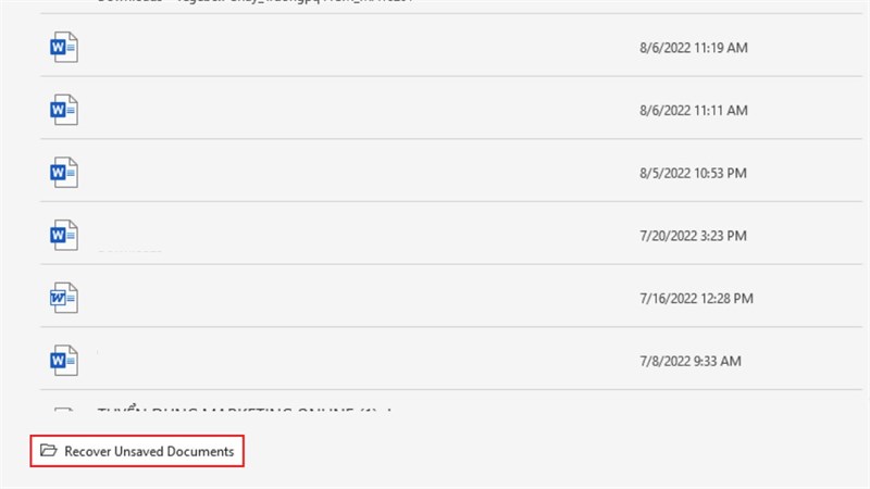 Cách khôi phục lại tập tin Office chưa kịp lưu