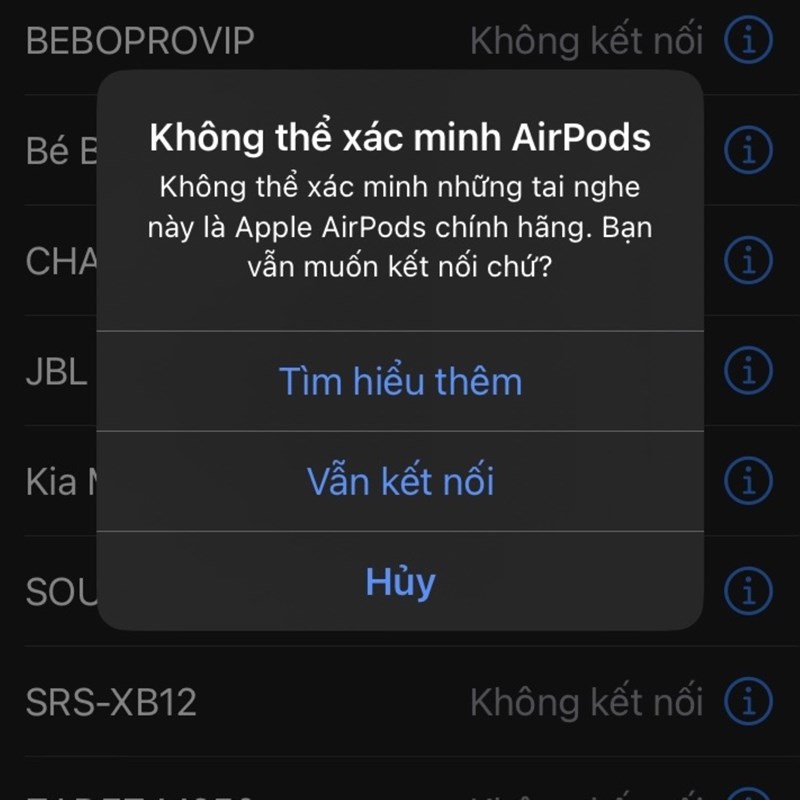 iOS 16 phát hiện AirPods nhái