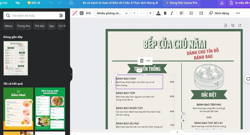 Cách tạo menu thực đơn quán cafe, quán ăn trên Canva chỉ với vài bước