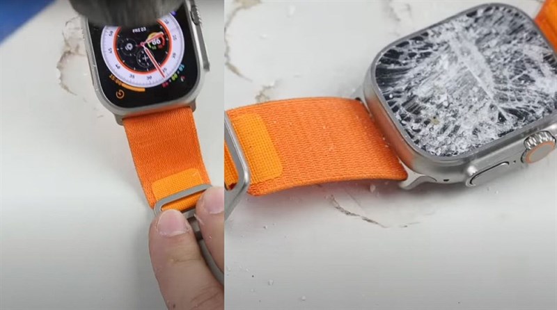 Mặt kính của Apple Watch Ultra bị vỡ nát sau nhiều lần đập trước đó