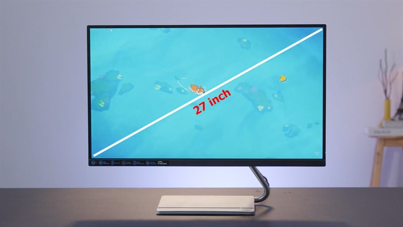 Màn hình Lenovo Q27q-20 có kích thước 27 inch cùng độ phân giải QHD