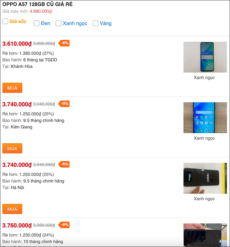 Giá OPPO A57 cũ hiện tại đã không thể rẻ hơn, mua ngay kẻo lỡ Giá OPPO A57 cũ hiện tại đã không thể rẻ hơn, mua ngay kẻo lỡ