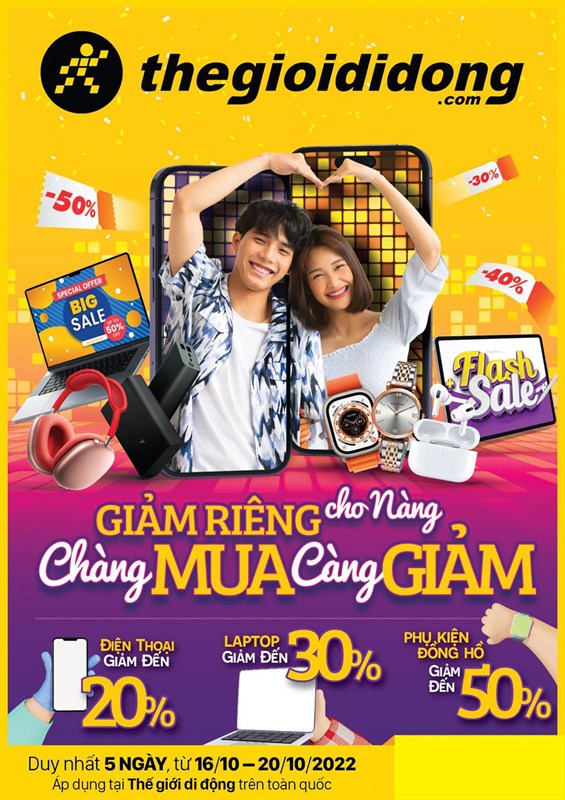 Điện thoại, tablet, phụ kiện,... đua nhau giảm giá đến 50% mừng lễ 20/10