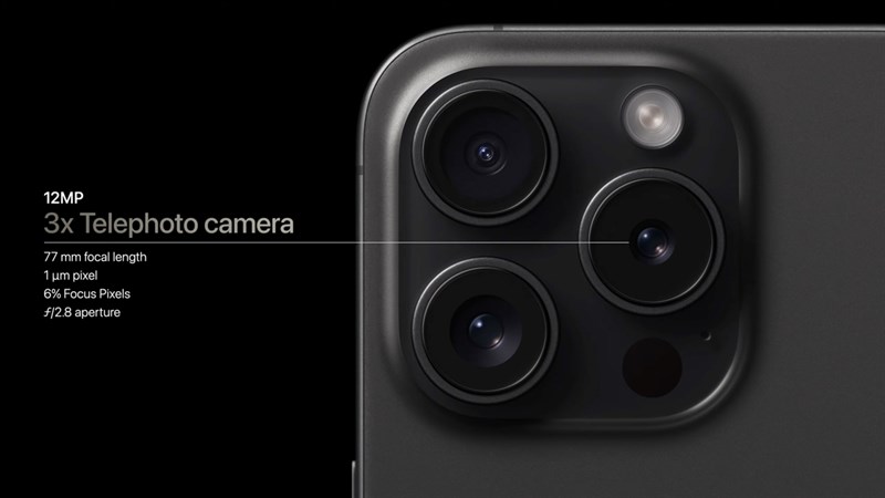 iPhone 15 Pro thì vẫn được trang bị camera tele 3X