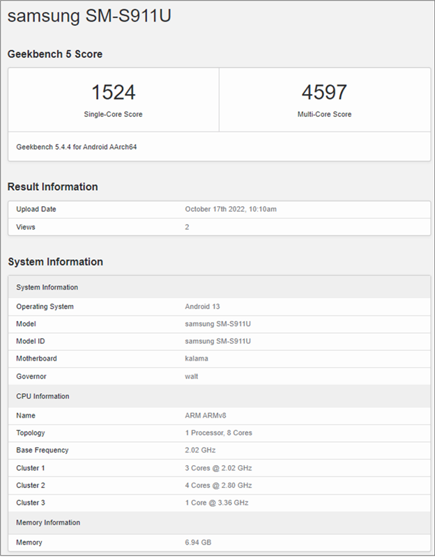 Số liệu có được từ trang Geekbench