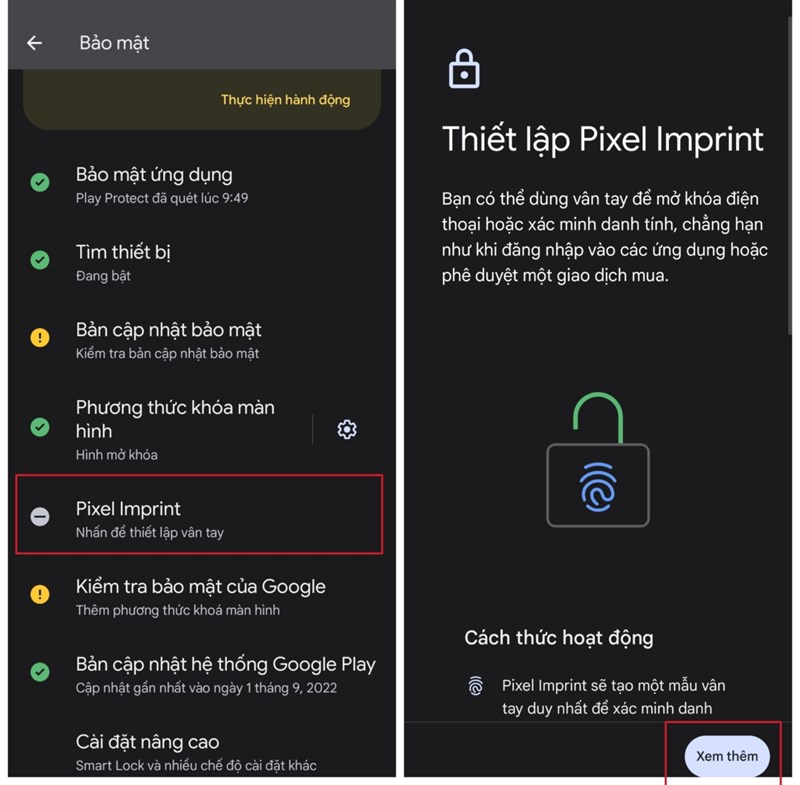 Cách cài mật khẩu vân tay cho Google Pixel Cách cài mật khẩu vân tay cho Google Pixel