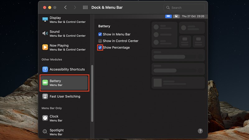 Cách hiển thị phần trăm pin trên macbook bước 3