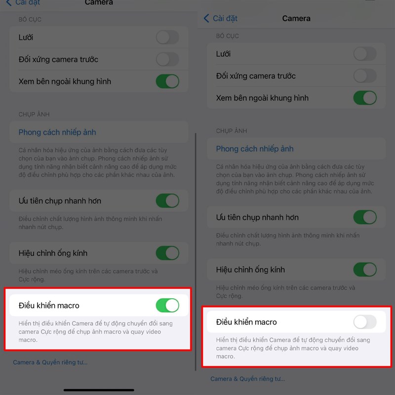 Hướng dẫn cách tắt Auto Macro trên iPhone 14