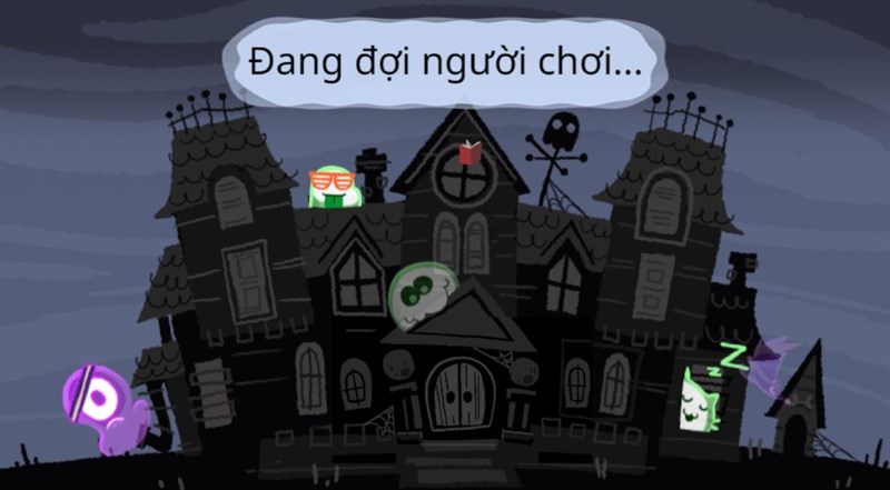 Giao diện màn hình chờ trong trò chơi Halloween 2022 trên Google Doodle