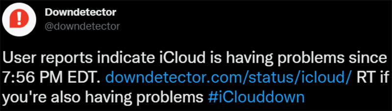 DownDetector cho biết dịch vụ iCloud sập vào sáng nay
