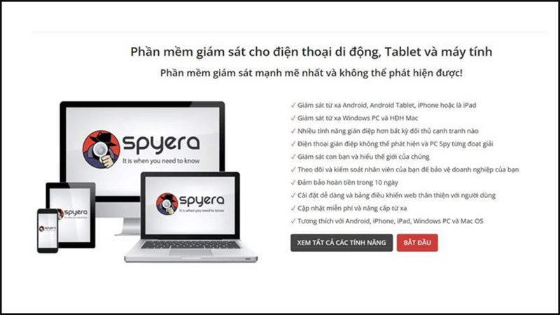 Spyera là một lựa chọn hoàn hảo để bạn kiểm soát điện thoại của mình mọi lúc mọi nơi. Nguồn: Spyera. Spyera là một lựa chọn hoàn hảo để bạn kiểm soát điện thoại của mình mọi lúc mọi nơi. Nguồn: Spyera.
