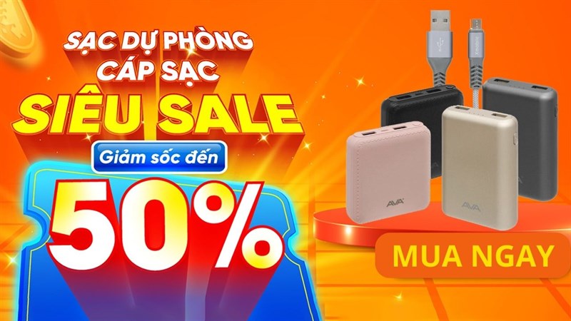 Sạc dự phòng, cáp sạc xả hàng siêu rẻ, giảm sốc đến nửa giá tại TGDĐ Sạc dự phòng, cáp sạc xả hàng siêu rẻ, giảm sốc đến nửa giá tại TGDĐ
