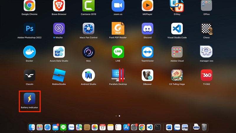 Mở app Battery Indicator Mở app Battery Indicator