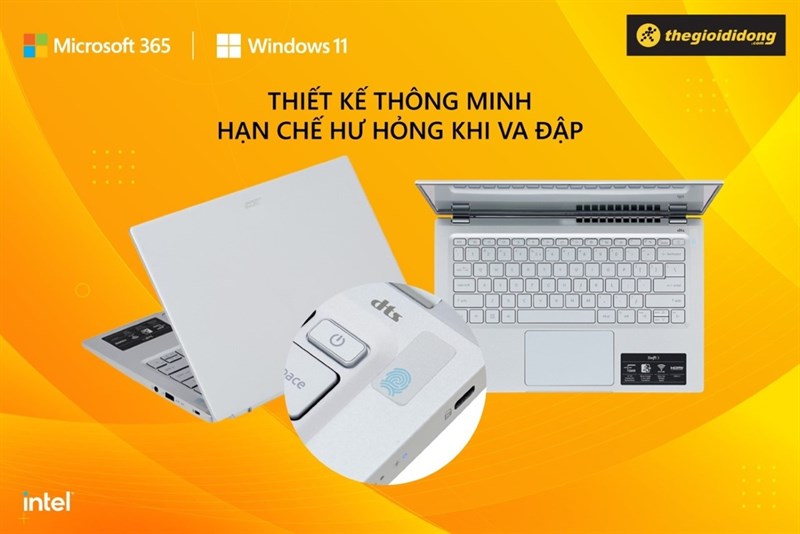 Acer Swift 3 SF314 512 56QN i5 - Thiết kế thông minh, hạn chế hư hỏng khi va đập Acer Swift 3 SF314 512 56QN i5 - Thiết kế thông minh, hạn chế hư hỏng khi va đập