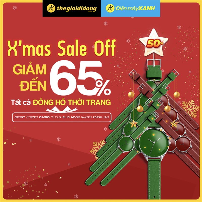 X-Mas ưu đãi 'max': Giảm hơn 50%++ cho tất cả đồng hồ thời trang tại TGDĐ X-Mas ưu đãi 'max': Giảm hơn 50%++ cho tất cả đồng hồ thời trang tại TGDĐ
