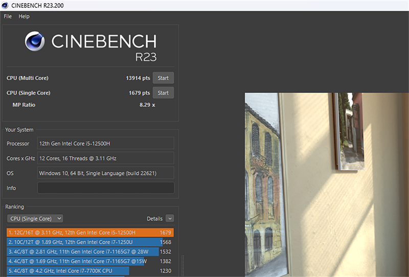 Điểm Cinebench R23 trên Lenovo Legion 5 15IAH7.