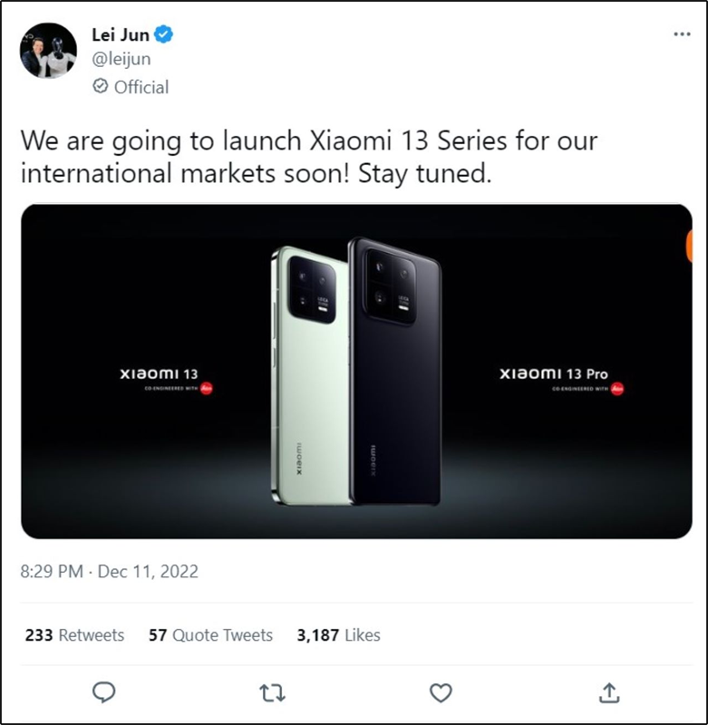 Nội dung bài đăng của giám đốc giám đốc điều hành Xiaomi cùng với hình ảnh của Xiaomi 13 và Xiaomi 13 Pro. Nội dung bài đăng của giám đốc giám đốc điều hành Xiaomi cùng với hình ảnh của Xiaomi 13 và Xiaomi 13 Pro.