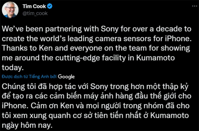 Tweet của Tim Cook Tweet của Tim Cook