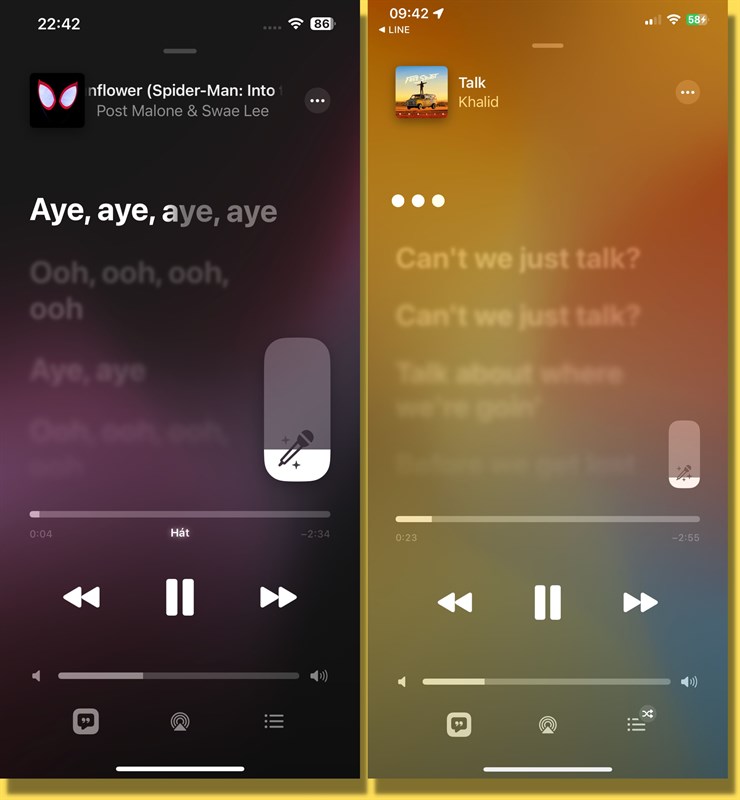 Đây là giao diện khi chúng ta hát trong Apple Music. Đây là giao diện khi chúng ta hát trong Apple Music.