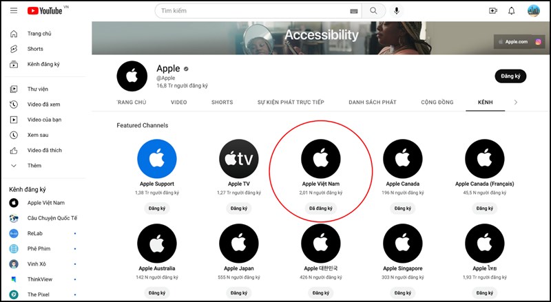 Kênh Youtube của Apple