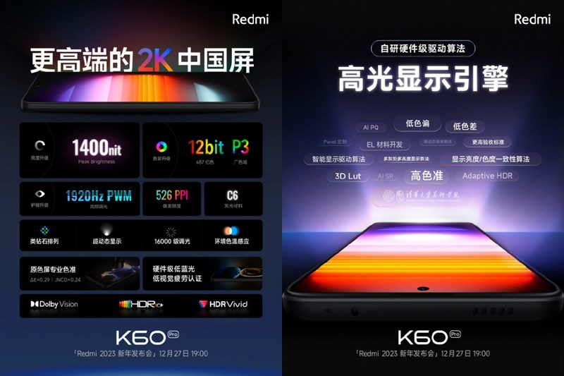 Redmi xác nhận các thông số màn hình ấn tượng của Redmi K60 Pro