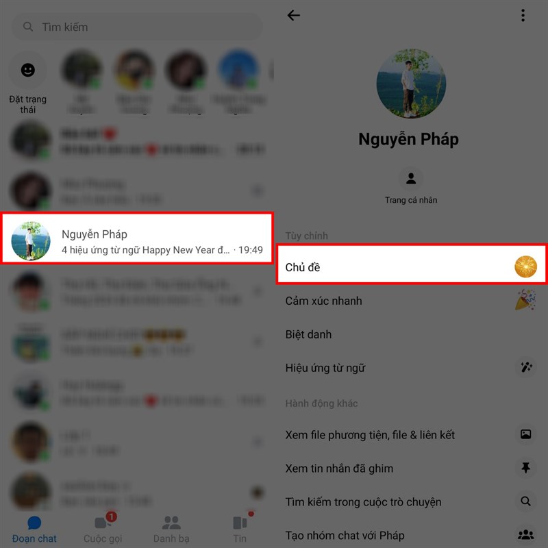 Cách đổi chủ đề năm mới cho Messenger