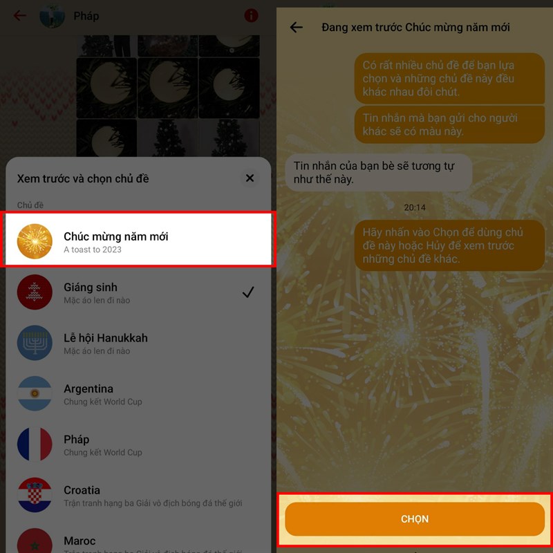 Cách đổi chủ đề năm mới cho Messenger