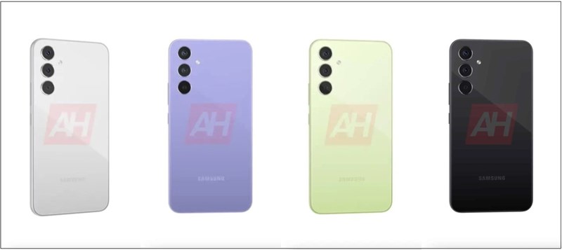 Galaxy A54 có 4 màu sắc Đen, Chanh, Tím và Trắng Galaxy A54 có 4 màu sắc Đen, Chanh, Tím và Trắng