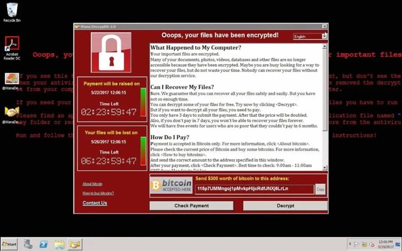 Vào năm 2017, mã độc Wannacry là đợt tấn công ransomware lớn nhất trong lịch sử