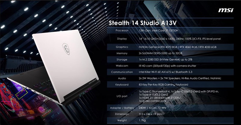 MSI giới thiệu dòng laptop Stealth Studio tại CES 2023