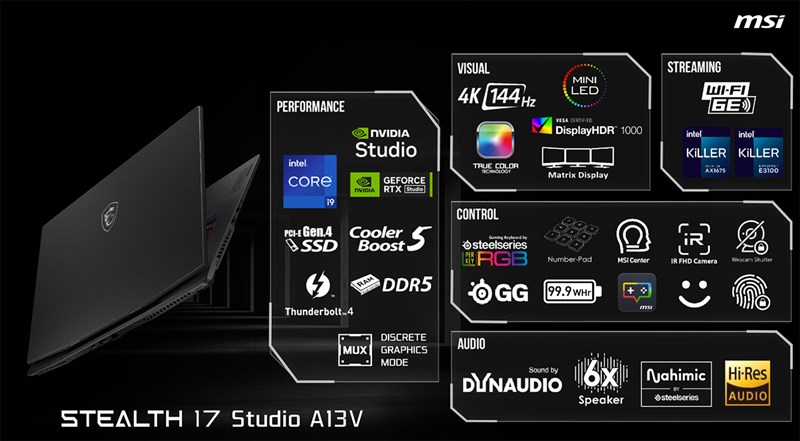 MSI giới thiệu dòng laptop Stealth Studio tại CES 2023