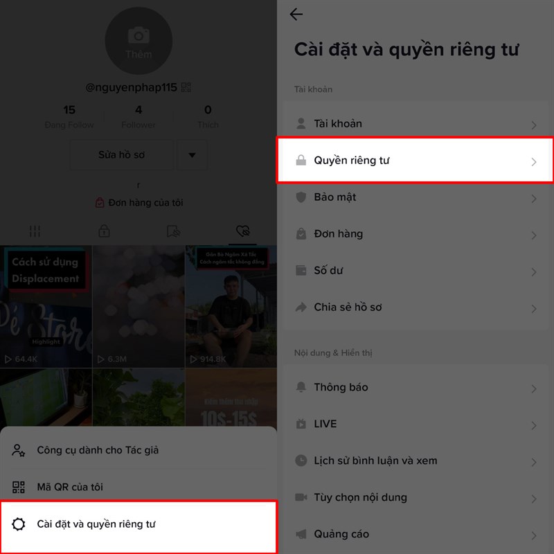 Cách ẩn clip đã thích trên TikTok