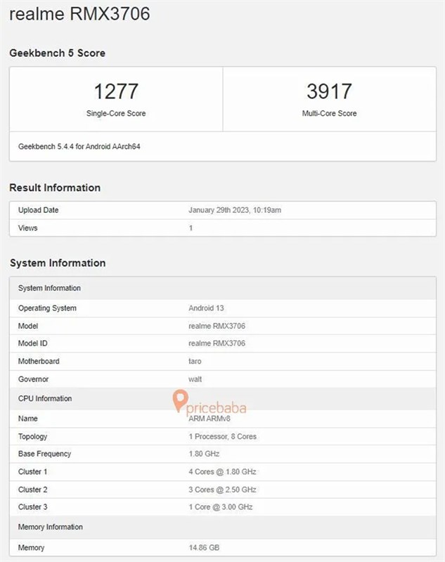 realme GT Neo5 xuất hiện trên Geekbench