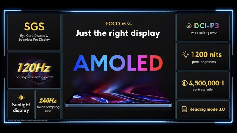 POCO X5 5G năm nay được tập trung khá nhiều vào khả năng hiển thị khi sở hữu màn hình AMOLED kích thước 6.67 inch, độ phân giải 1.080 x 2.400 pixel. POCO X5 5G năm nay được tập trung khá nhiều vào khả năng hiển thị khi sở hữu màn hình AMOLED kích thước 6.67 inch, độ phân giải 1.080 x 2.400 pixel.