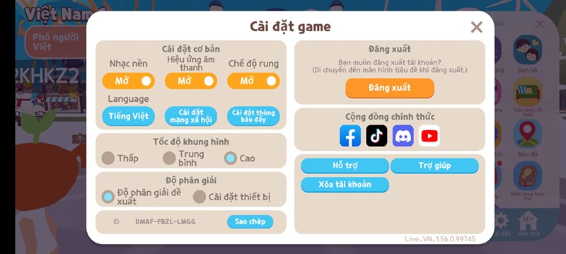 Thiết lập đồ họa Play Together mà mình chỉnh được trên Galaxy A14 5G. Thiết lập đồ họa Play Together mà mình chỉnh được trên Galaxy A14 5G.