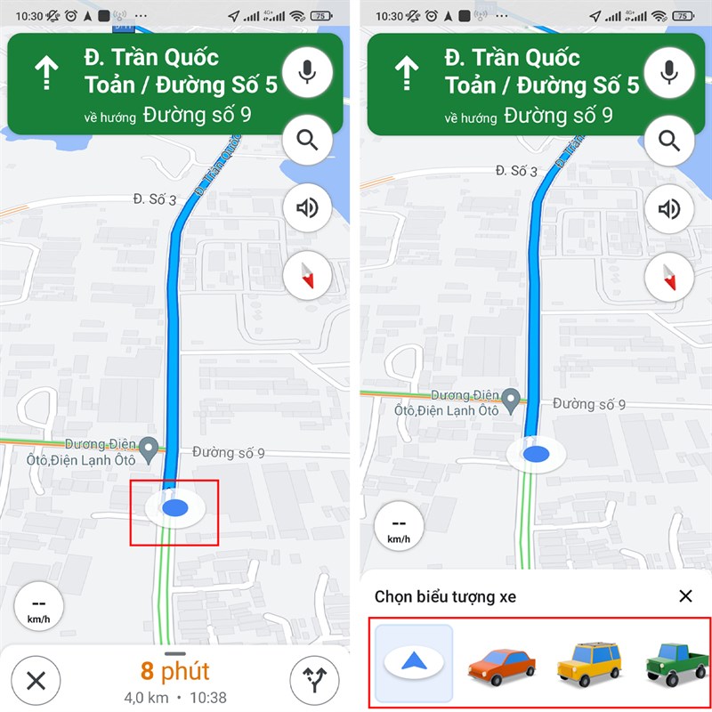 Cách thay đổi biểu tượng di chuyển trong Google Maps