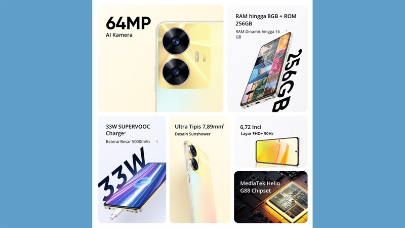 realme C55 có 2 lựa chọn bộ nhớ là 128 GB hay 256 GB