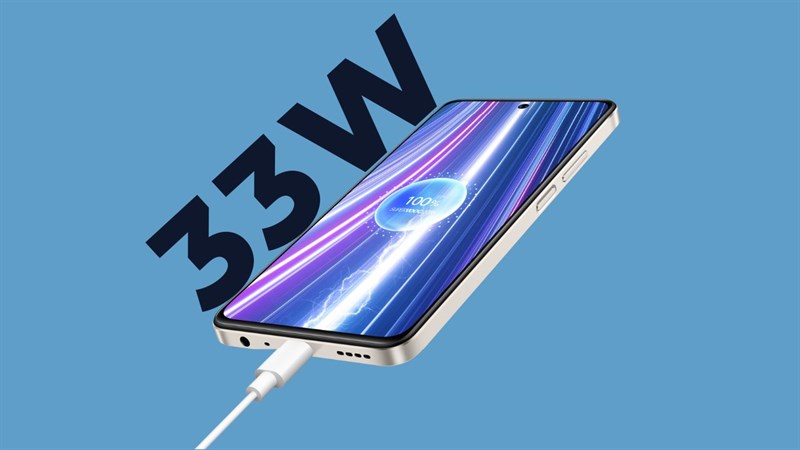 realme C55 hỗ trợ sạc nhanh lên đến 33 W