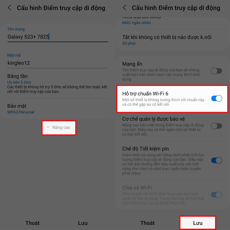 Cách phát WiFi chuẩn WiFi 6 trên điện thoại Samsung