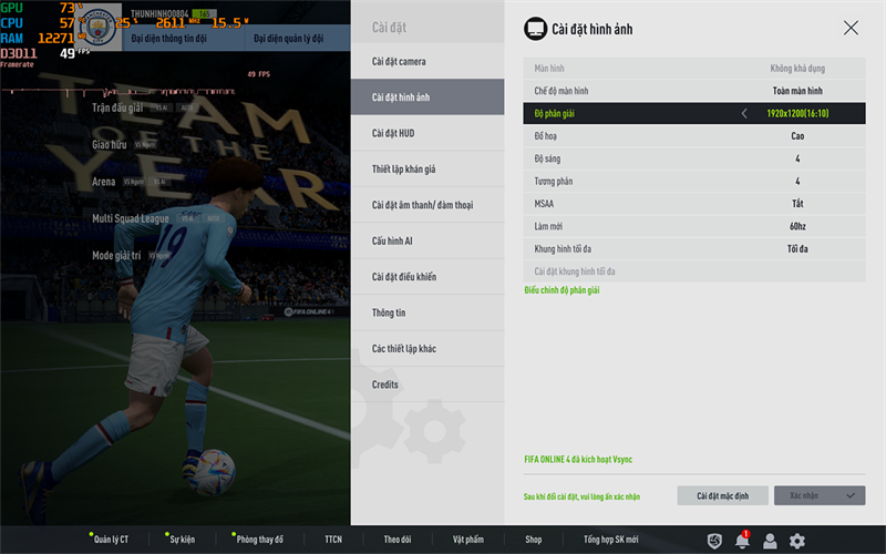 Thiết lập đồ họa game FIFA Online 4 trên HP Elitebook Dragonfly G3. Thiết lập đồ họa game FIFA Online 4 trên HP Elitebook Dragonfly G3.
