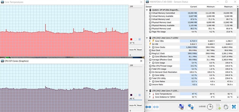 Đo nhiệt độ CPU và GPU của HP Elitebook Dragonfly G3 bằng phần mềm HWiNFO64. Đo nhiệt độ CPU và GPU của HP Elitebook Dragonfly G3 bằng phần mềm HWiNFO64.