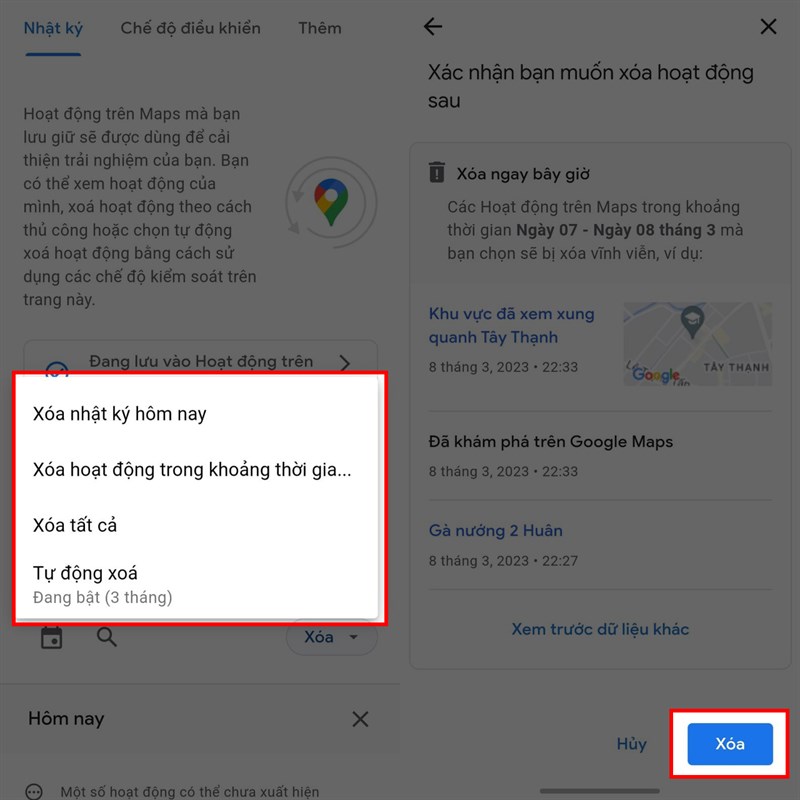 Cách xóa lịch sử tìm kiếm trên Google Maps