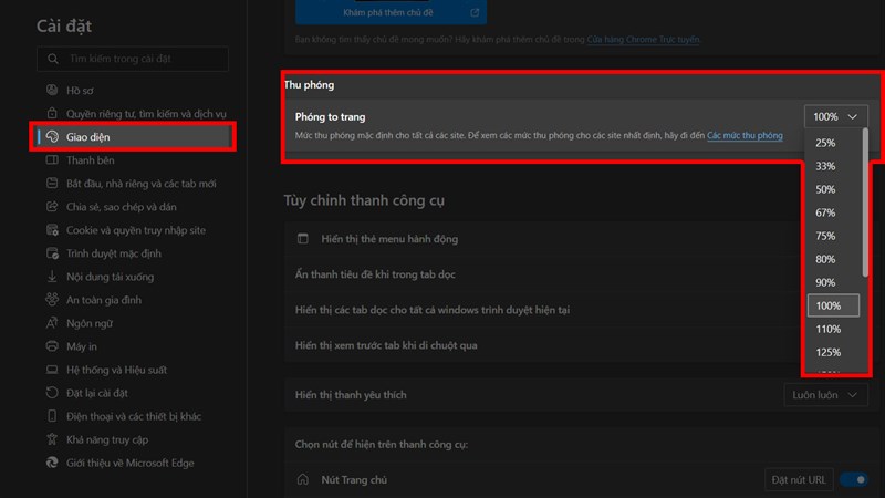 Cách chỉnh độ thu phóng mặc định trên Edge Cách chỉnh độ thu phóng mặc định trên Edge