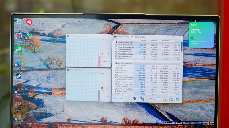 Cùng mình kiểm chứng khả năng tản nhiệt của Lenovo Yoga Slim 7 Pro thông qua phần mềm HWinFO64 nha!