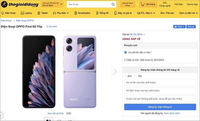 OPPO Find N2 Flip được cập nhật trạng thái 