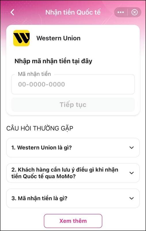 MoMo hợp tác cùng Western Union cung cấp dịch vụ hỗ trợ nhận tiền quốc tế