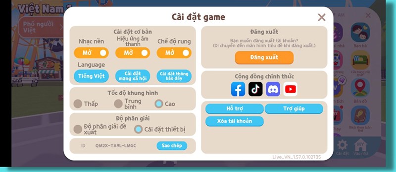 Thiết lập đồ họa Play Together mà mình đặt trên Redmi 12C