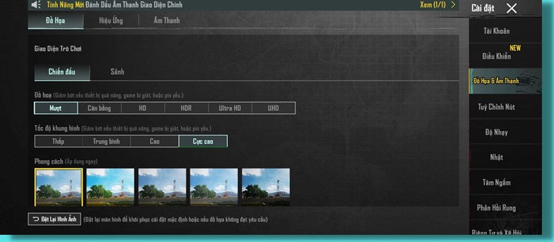 Thiết lập đồ họa PUBG Mobile mà mình đặt trên Redmi 12C