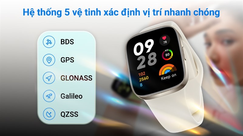 Đồng hồ thông minh này có trang bị chip GPS độc lập, hỗ trợ 5 vệ tinh